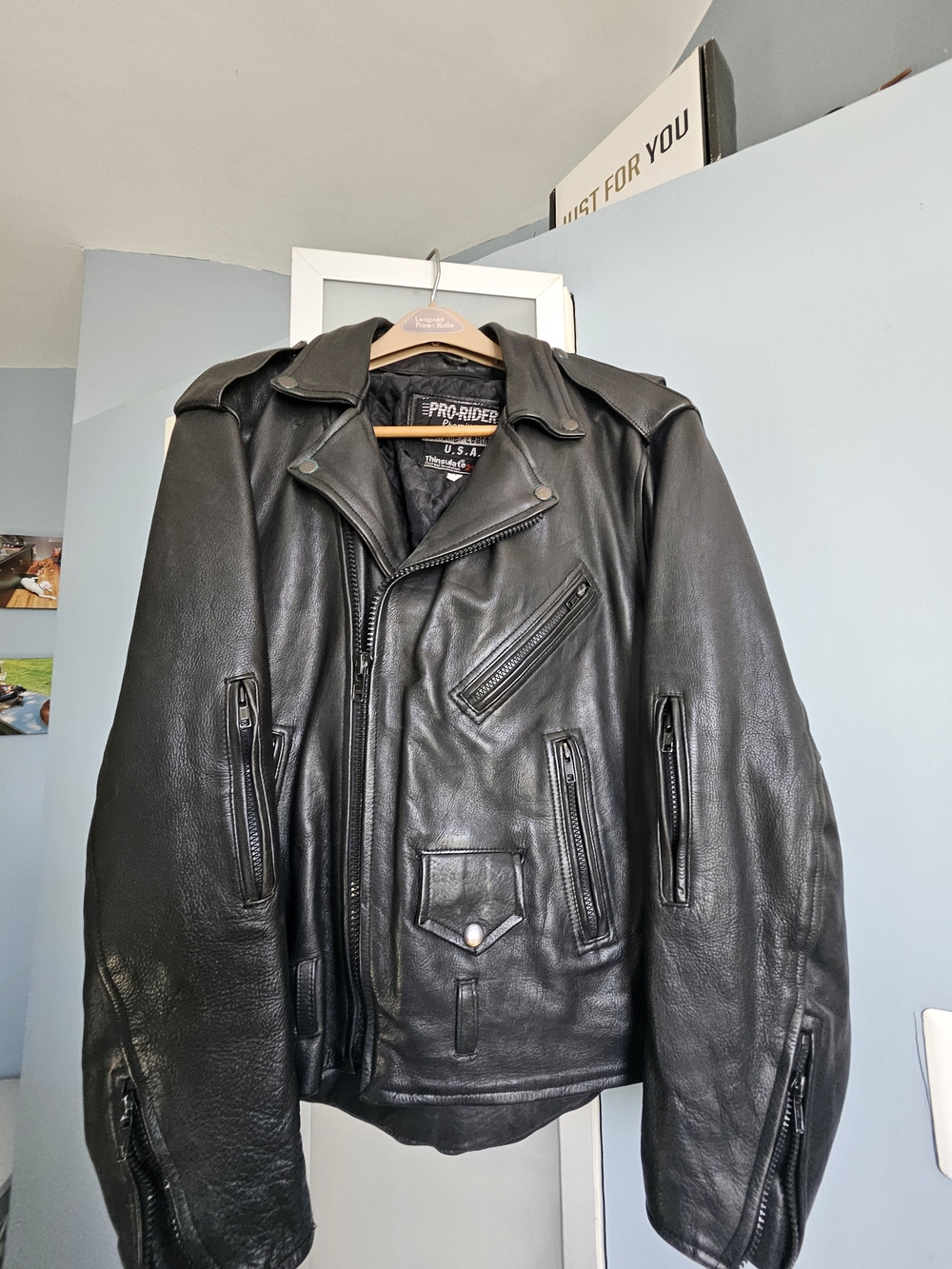 Classic Black Leather Motorcycle Jacket - Men